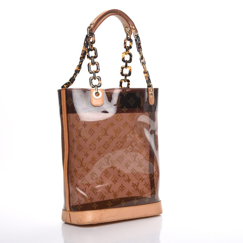 Louis Vuitton Brown Monogram Clear Vinyl Tote with Tortoiseshell Chain Handles